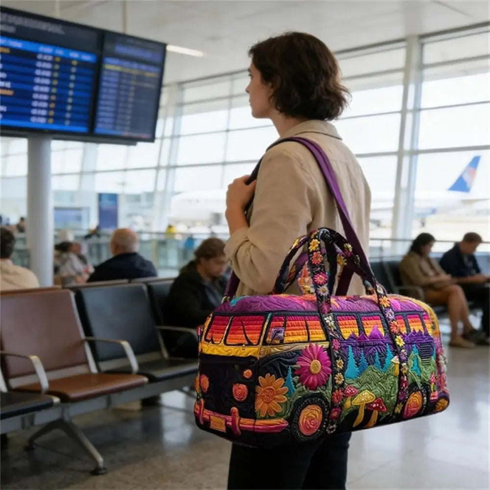 3D Quilted Travel Duffle Bag Large Capacity Weekender Tote