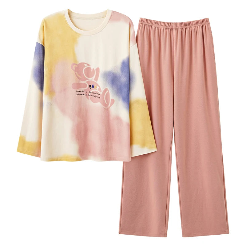 Women’s 2-Piece Pajama Set – Long Sleeve Top & Pants, Loose & Comfortable Winter Loungewear