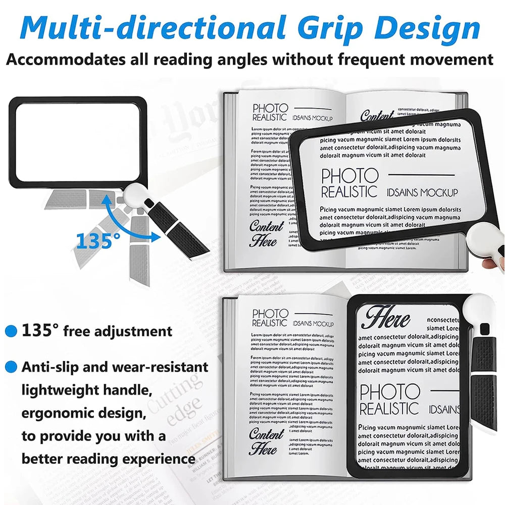 5X LED Handheld Magnifying Glass with 48 Lights Foldable Reading Magnifier