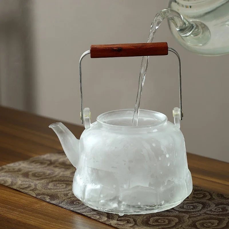 1000ml Lotus Shape Heat-resistant Glass Teapot With Tea Strainer Infuser  Steaming and Boiling Flower Puer Kungfu Beam Tea Pot