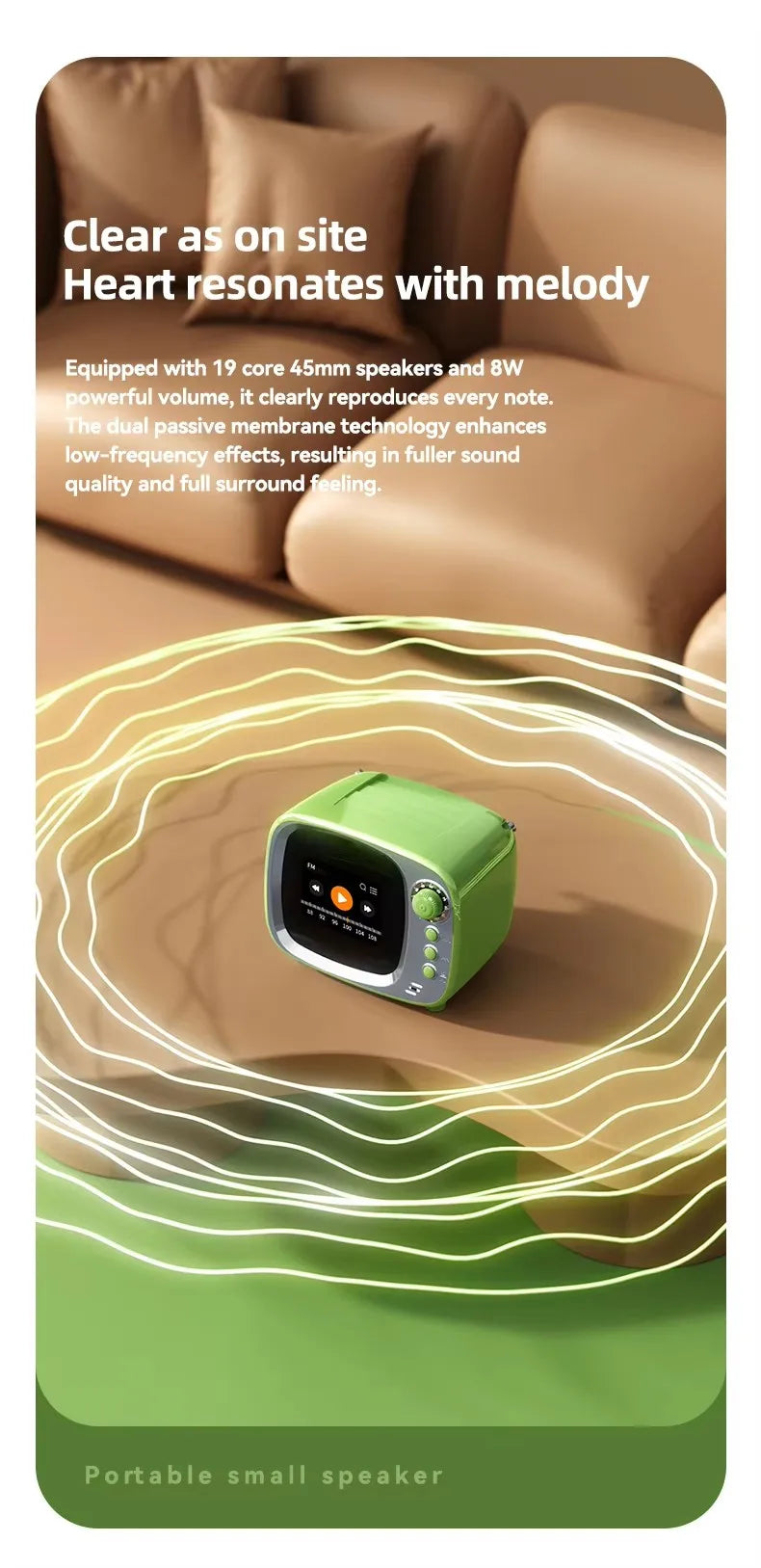 Pro Bluetooth Speaker with Lyrics Display Retro Wireless Alarm Clock HiFi Sound Powerful Bass Portable Desktop Music Player