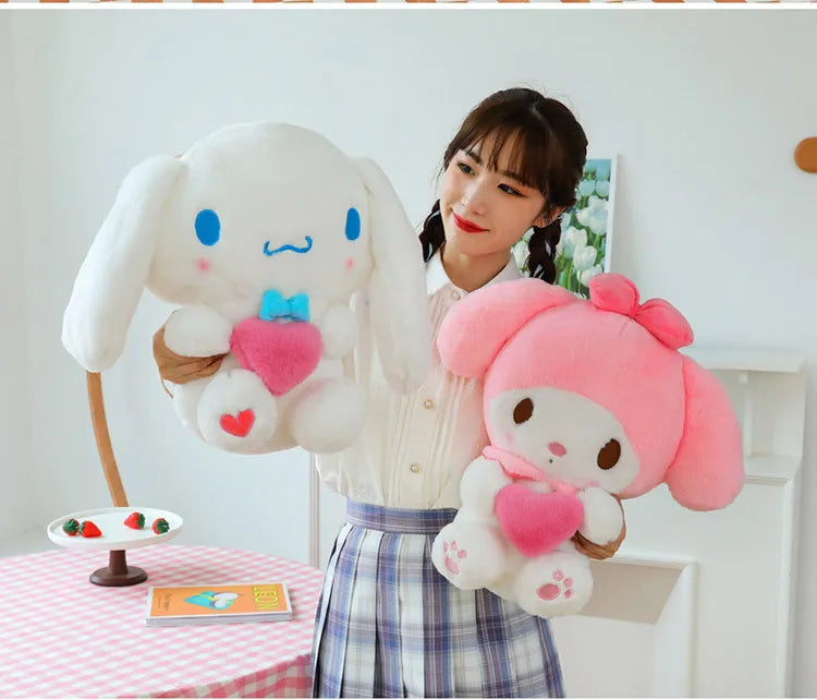 Sanrio Kawaii Kuromi My Melody Cinnamoroll Plush Toy Stuffed Doll for Kids Birthday Xmas Gift Large Cute Pillow for Sleeping