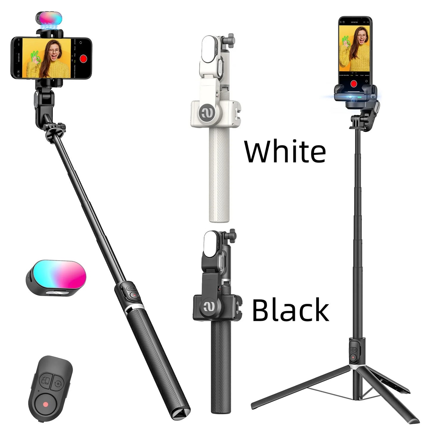 Smartphone Gimbal Stabilizer, Gimbal Stabilizer, Face Tracking without APP - 4 in 1 Mobile Gimbal Stabilizer with RGB Fill Light