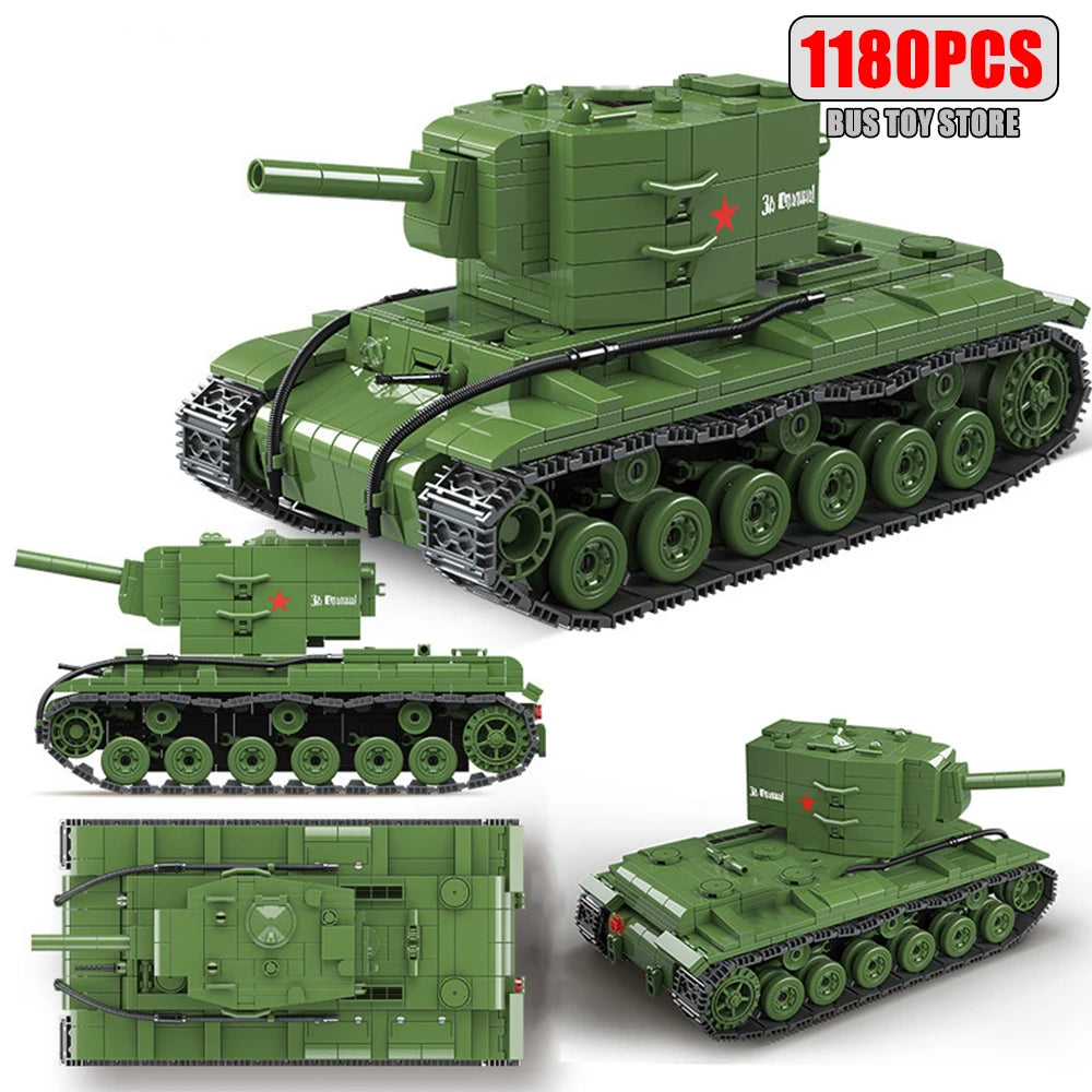 Soviet Military Series IS-2M Tank KV-2 Heavy Tank Truck WW2 Tank Building Blocks Bricks Model Set Toys for s Gifts Technical