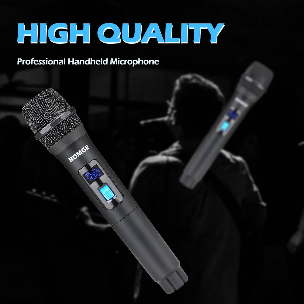4 Channel Wireless Microphone System with Handheld Dynamic Mics and Long Range