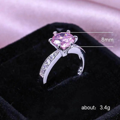 Romantic Pink Heart Cut Cubic Zircon Wedding Ring