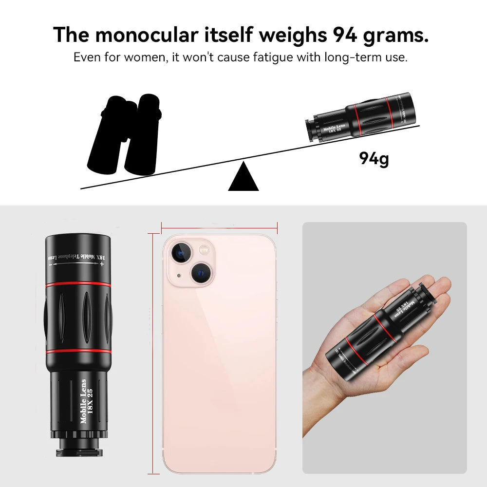 18X Mobile Phone Telephoto Monocular Lens with Tripod