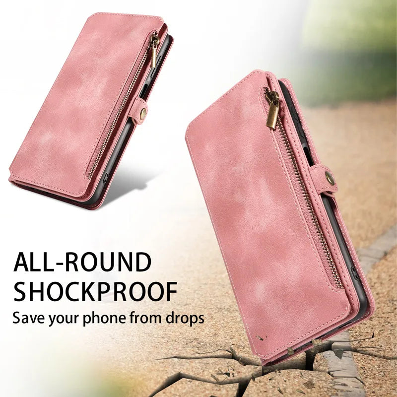 Luxury Leather Flip Wallet Case with Lanyard for Samsung Galaxy S26 / S25 / S24 / S23 Ultra & Plus – Magnetic Full Coverage Phone Bag Cover
