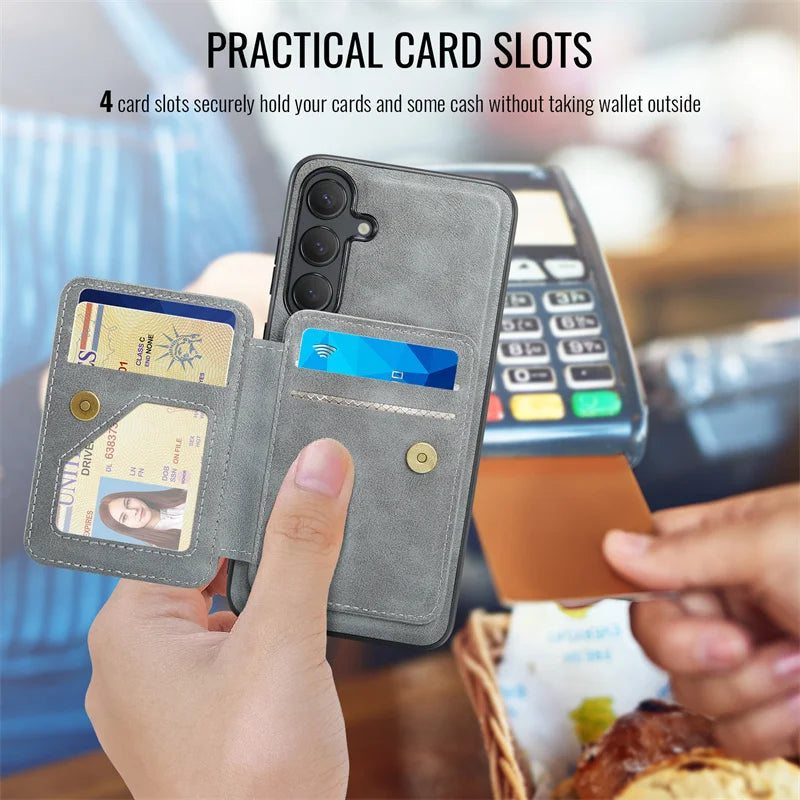 2 in 1Detachable Blocking Wrist strap Card Slot Wallet Case For Samsung Galaxy S 24 25 22 23 Ultra FE Plus  Phone Case