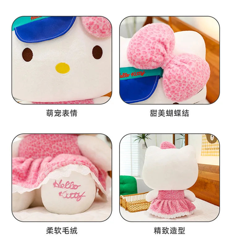 Sanrio 60cm Kawaii Print Hello Kitty Plush Toy Kt Cat Big Stuffed Doll Cartoon Cute Baby Kids Birthday Gift Room Decor