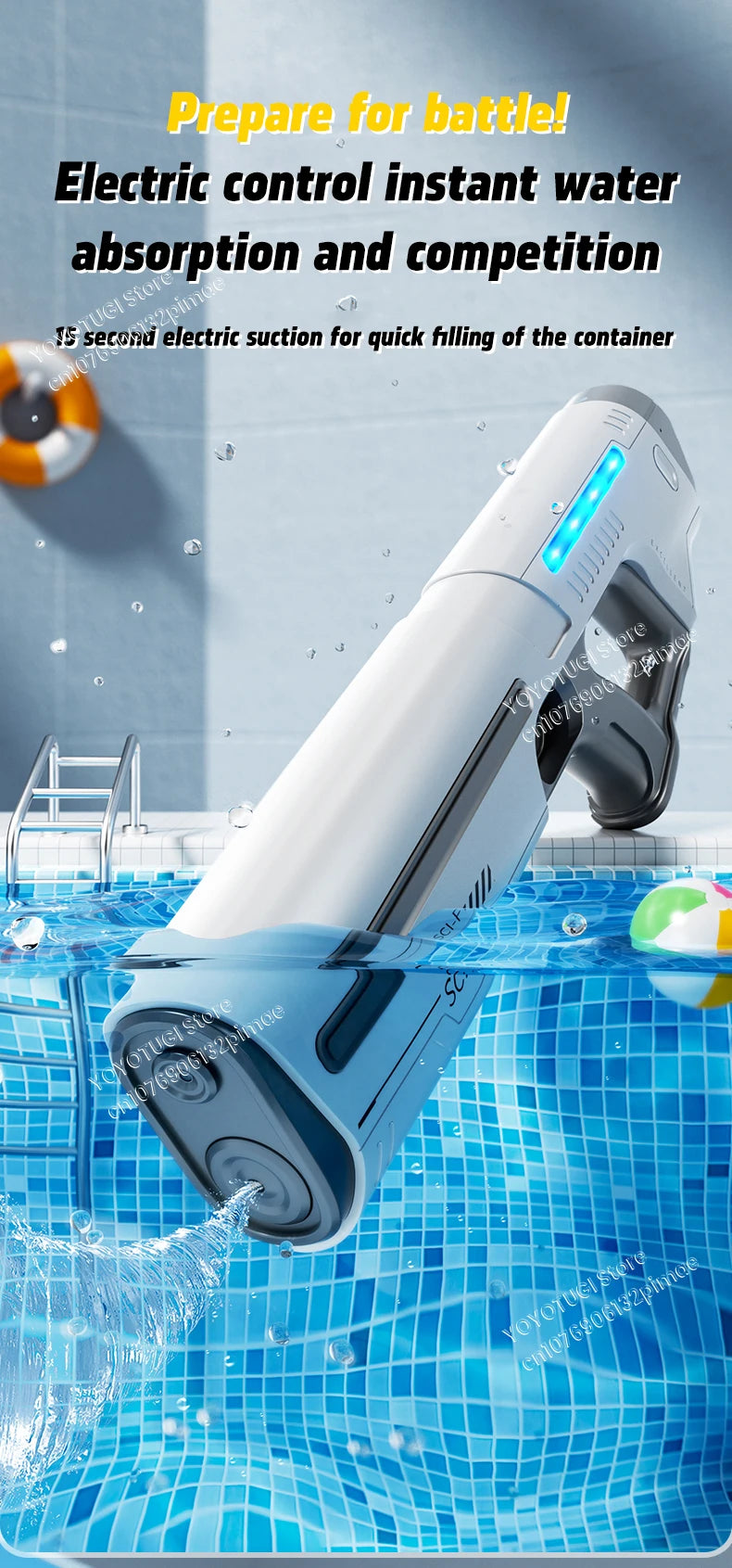 Fully Automatic Water Storage Gun Large Capacity Electric Water Absorbing Water Blaster