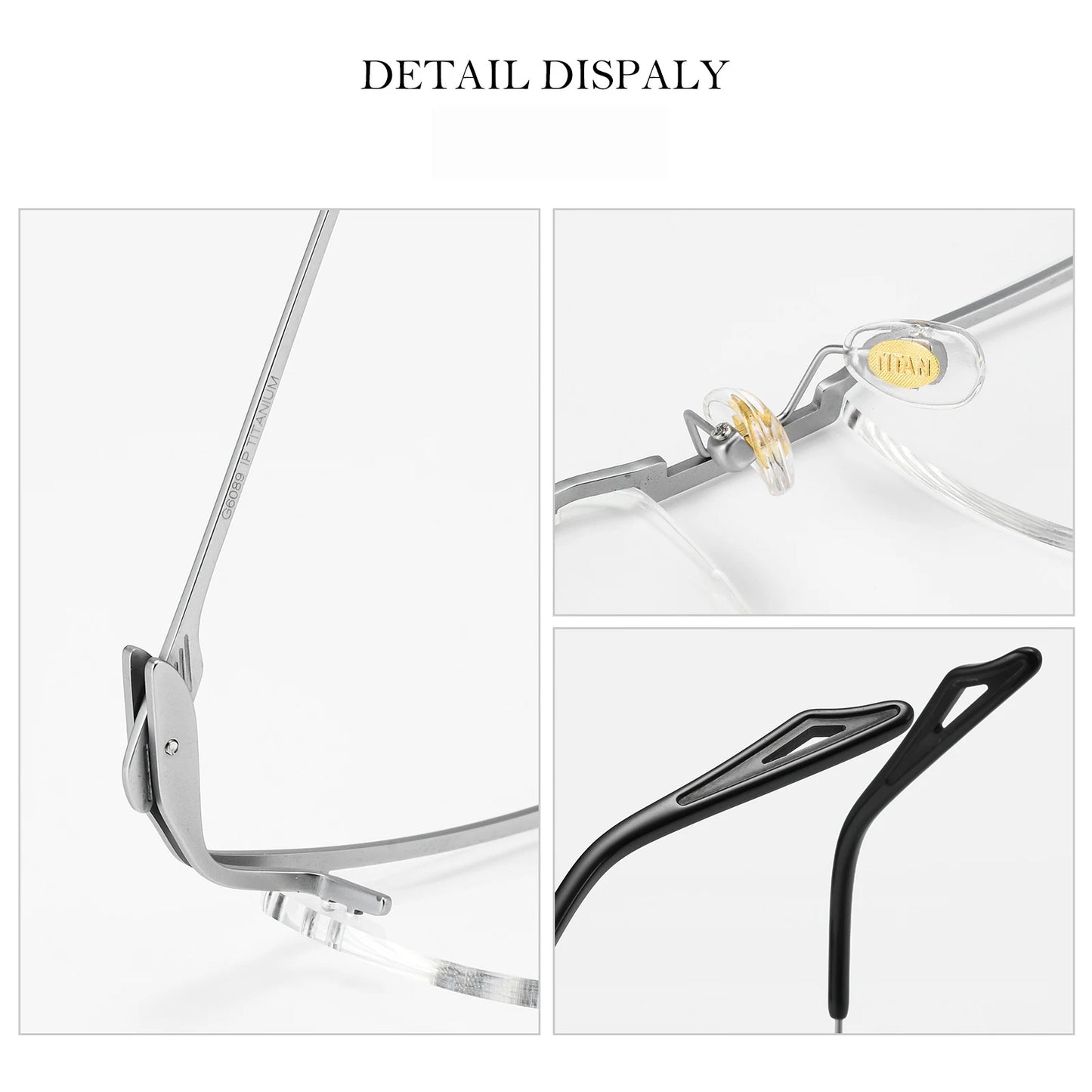 Mens Lightweight Titanium Rimless Square Eyeglasses Frames