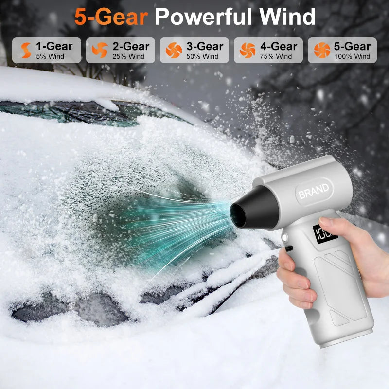 New HFX09 Air Blower Mini Turbo Jet Fan 5 Gear Adjustable Jet Blower USB Rechargeable Powerful Dust Blower 60m/s With Lighting