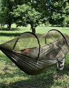 Portable Outdoor Camping Hammock with Mosquito Net and Canopy High Strength Parachute- Fabric Hanging Bed Hunting Sleeping Swing