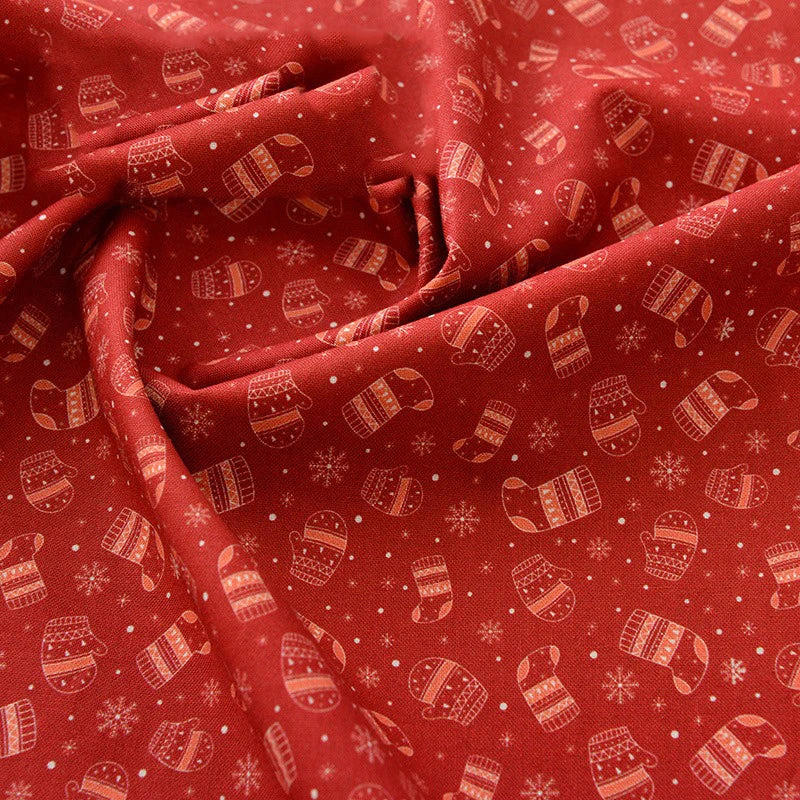 Pure Cotton Digital Printing Christmas Flower 60SManual DIY Decorate Fabric Pillow Clothes Christmas Theme Autumn and Winter New