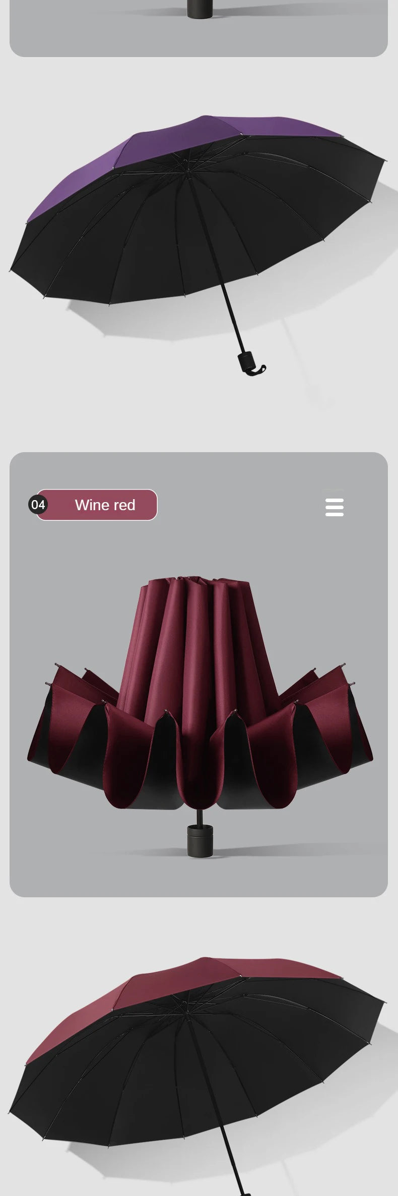 A super large foldable umbrella with black glue and sun protection, reinforced with 12 bones, sturdy for three men and women, su