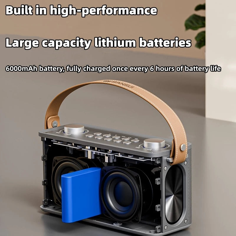 SANSUI T93 60W powerful stereo party speaker outdoor portable karaoke sound system wireless Bluetooth with microphone TF/AUX/USB