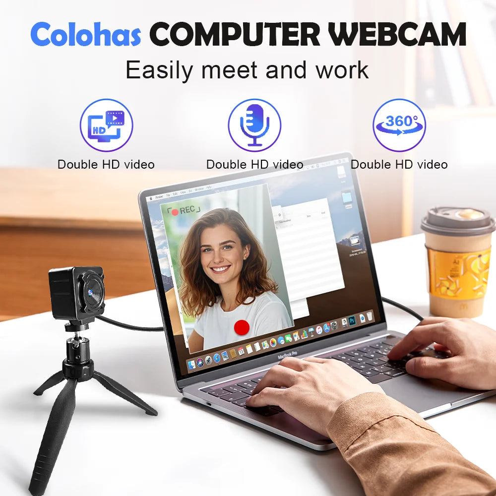 4K Webcam for PC with Autofocus Remote Control USB Camera for Live Streaming Video Calls with Tripod