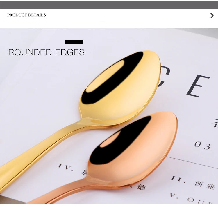 Small Gold Korean Spoon Mini Stainless Steel Soup Spoon Multi-purpose Tableware for Dessert Seasoning Coffee Cake Gift