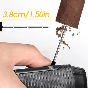 Cigar Lighter, Windproof Refillable Butane Lighter, Multifunction Cigar Accessories with Holder, Cigar Draw Enhancer and Punch