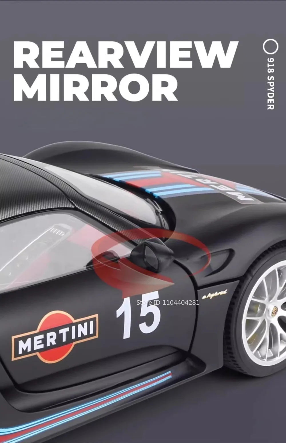 1:18 918 Spyder Martini Pagani Huayra Diecast Alloy Model Toys Car Doors Opened with Sound Light Miniature Vehice Adult Boy Gift