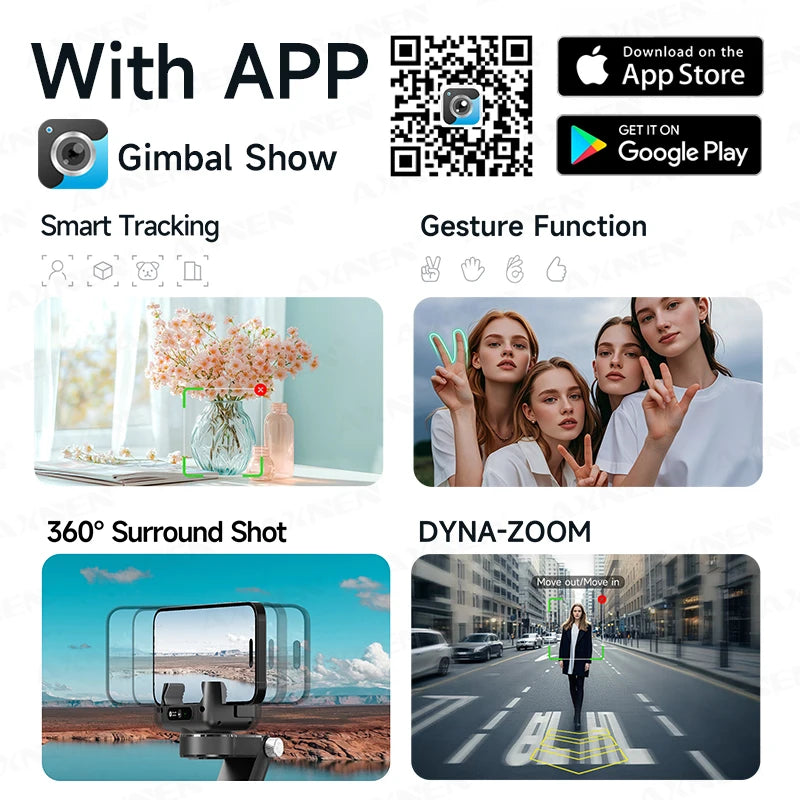 Q19 AI Desktop Gimbal Stabilizer 360 Rotation Auto Face Tracking Mobile Phone Handheld Anti-shake Selfie with Fill Light