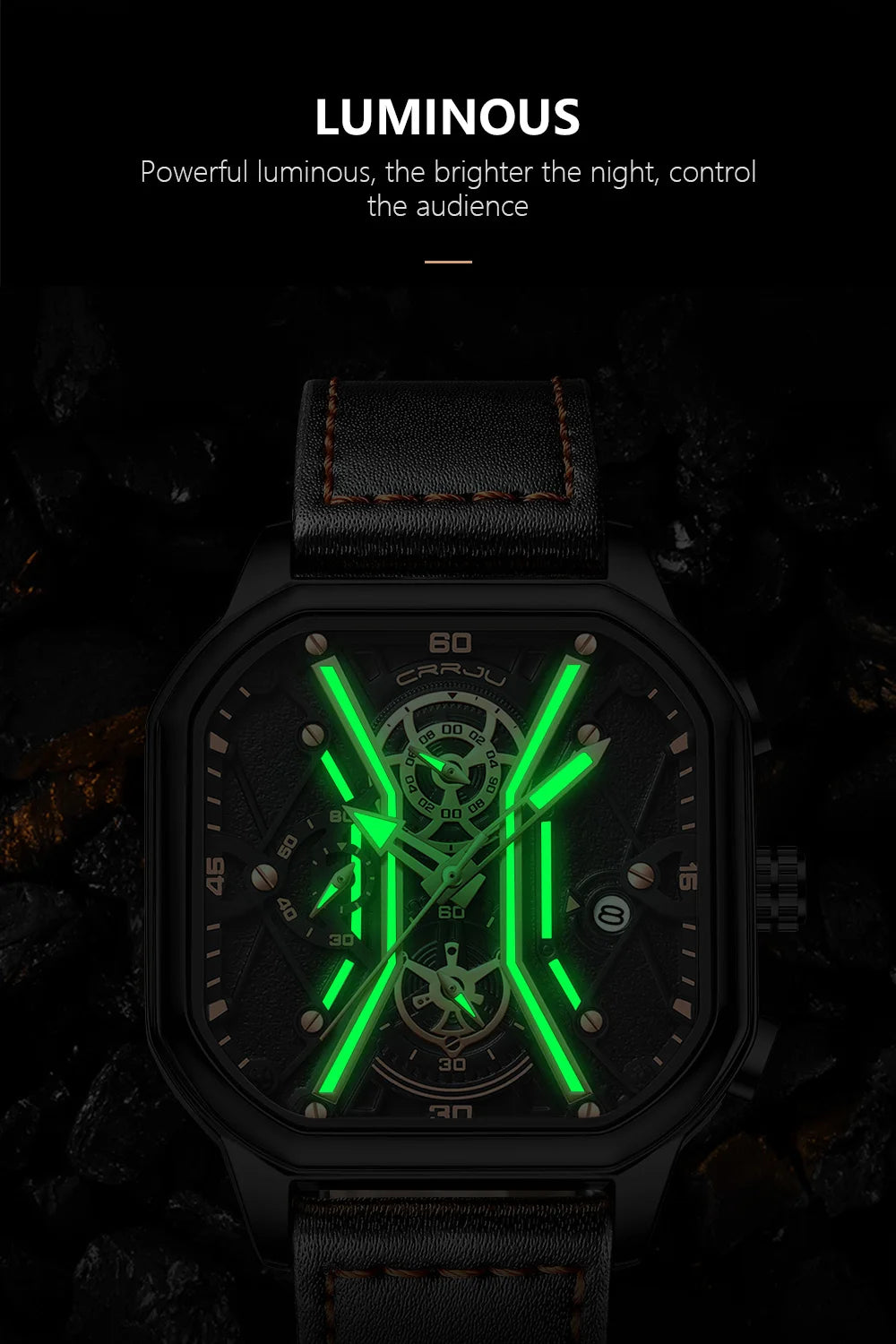 Mens Watches Top Luxury Brand Waterproof Sport Wrist Watch Chronograph Quartz Military Genuine Leather Relogio Masculino