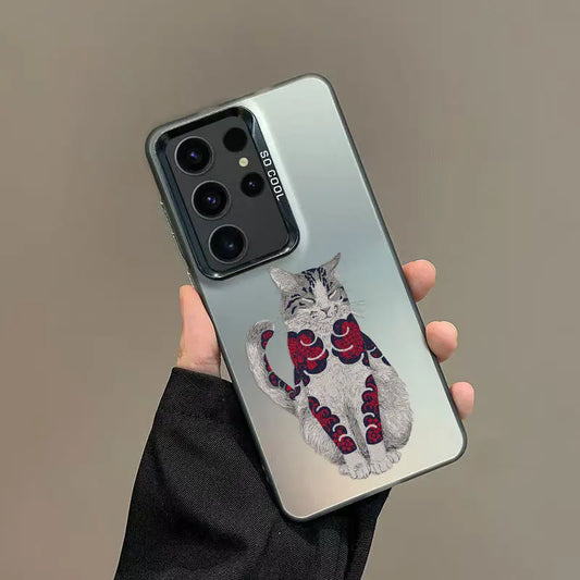 Colorful Japan Cat Design Phone Case For Samsung Galaxy S24 S23 S21 FE S25 S24 S23 S22 Ultra Plus Shockproof Laser Back Covers