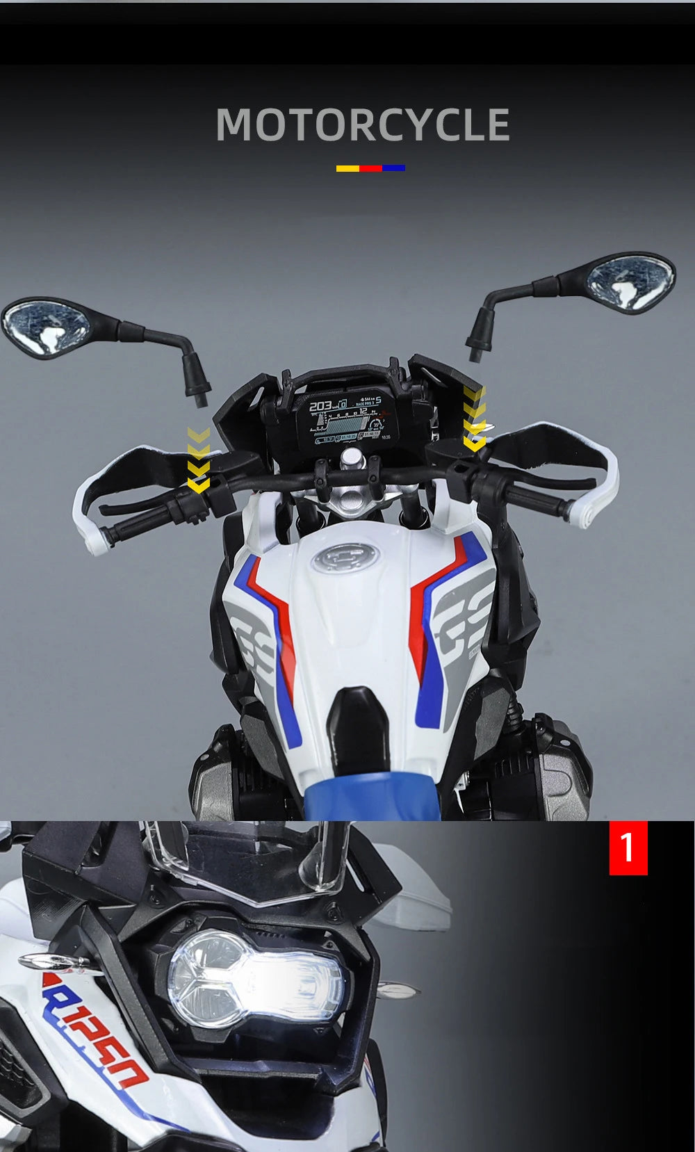 Diecast R1250 GS Adventure Motorcycle Model 1 to 9 Scale