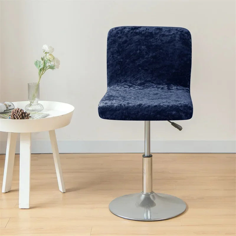 1PC Shiny Velvet Short Bar Chair Covers Stretch Back Bar Stool Covers Small Size Dining Barstool Slipcovers Party Banquet Decor