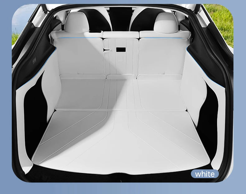 Nappa Leather Full Coverage Trunk Mat Set for Tesla Model Y Juniper 2025 2026 7 Piece Cargo Liner