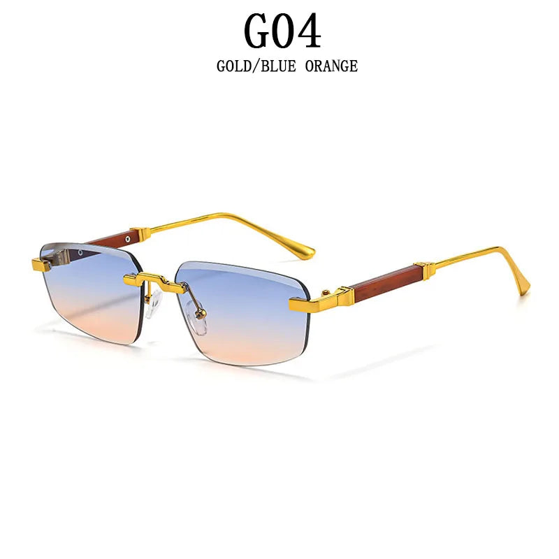 Rimless Wooden Sunglasses With UV400 Protection