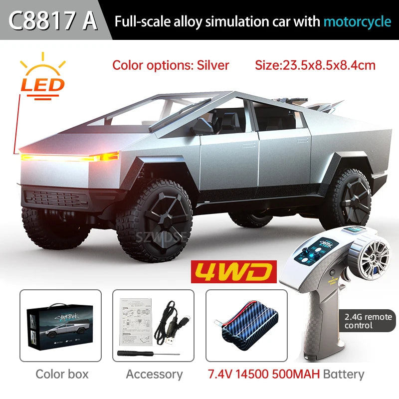 RC Car Alloy Cyber truck Car model Simulation Off-road Vehicle  Camping Equipment Pickup Truck s Toys Boy Gifts