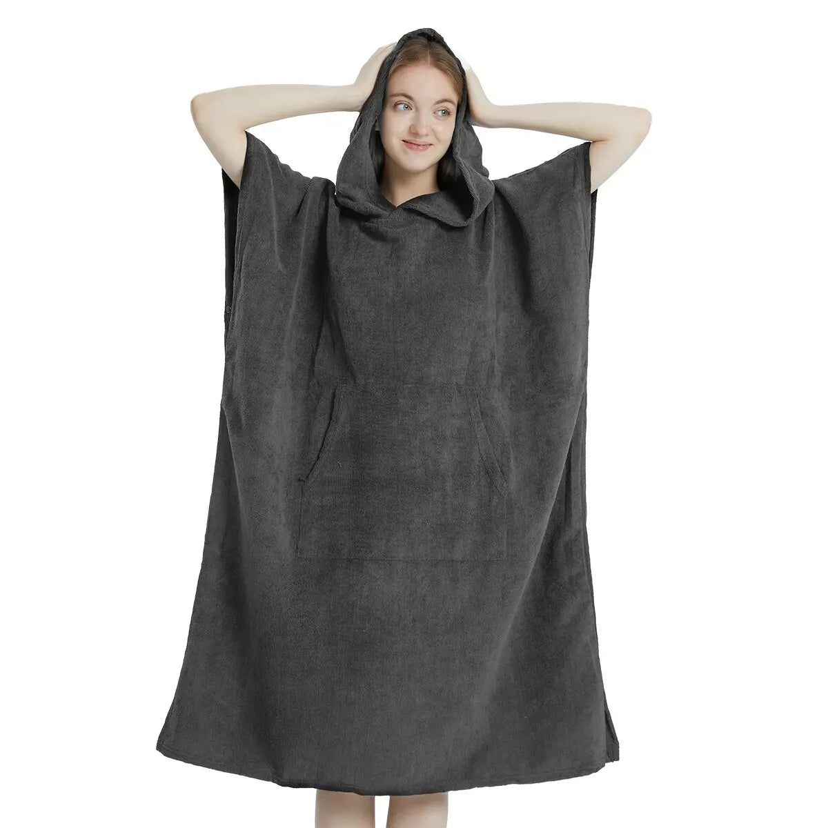 Quick Dry Microfiber Surf Poncho Towel with Hood and Pocket