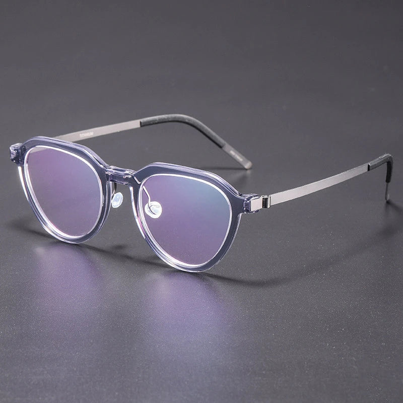 Vintage Polygon Titanium Acetate Screwless Eyeglasses Frame