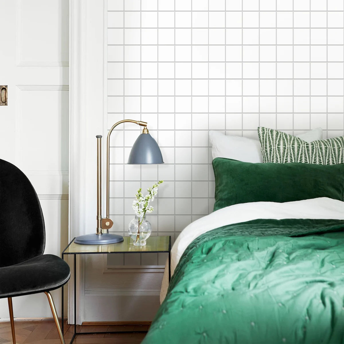 3D Tile Stickers, Self-adhesive Green Tile Backsplash for Kitchen Bathroom, Waterproof, Matt, 30 x 30cm, Interior Wall Decor