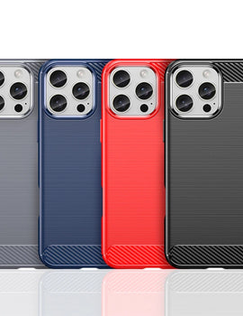 For iPhone 16 Pro Max Case Silicone Carbon Fiber Protector Case For iPhone 16 Pro Max Cover Shockproof Rubber TPU Cover Case