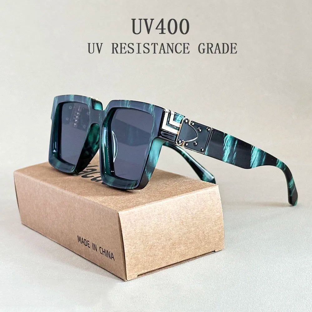 Retro Square Millionaire Sunglasses With UV400 Protection