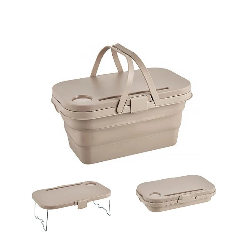 Outdoor Storage Box Folding Table Camping Foldable Hand Basket Picnic Car Trunk Barbecue Gathering Waterproof Tableware