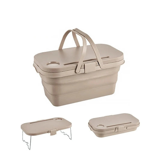 Outdoor Storage Box Folding Table Camping Foldable Hand Basket Picnic Car Trunk Barbecue Gathering Waterproof Tableware