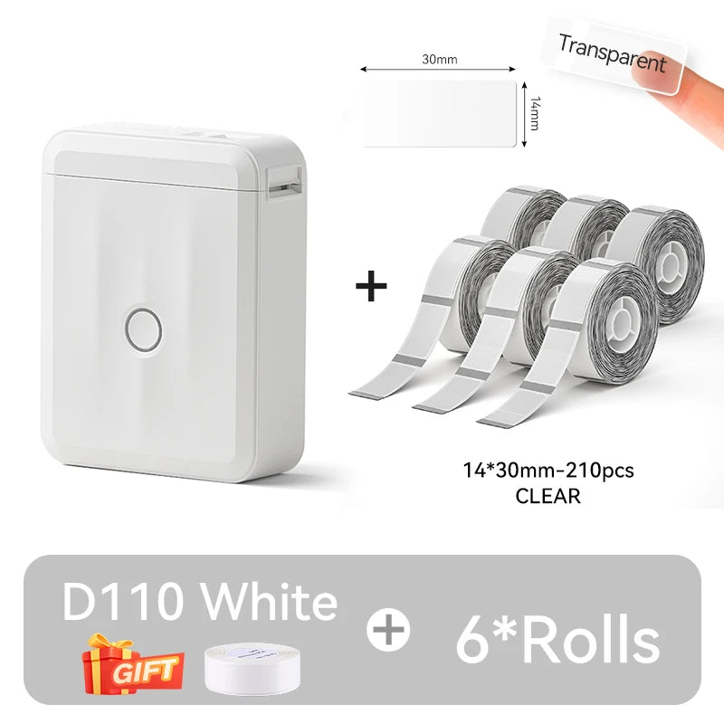 D110 Mini Thermal Label Printer, Bluetooth Portable Pocket Sticker Maker 12–15mm Inkless Label Printer for Home Organization