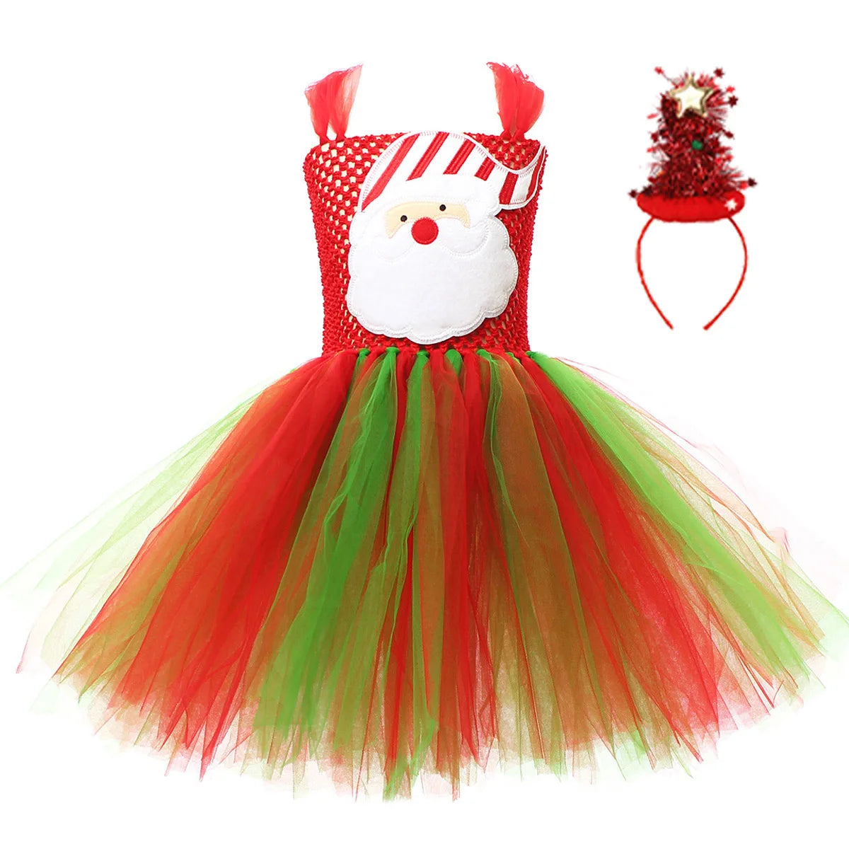 Sparkly Christmas Elf Tutu Dress for Girls Santa Claus Costumes for Kids Birthday Halloween Outfit Children Xmas Holiday Clothes