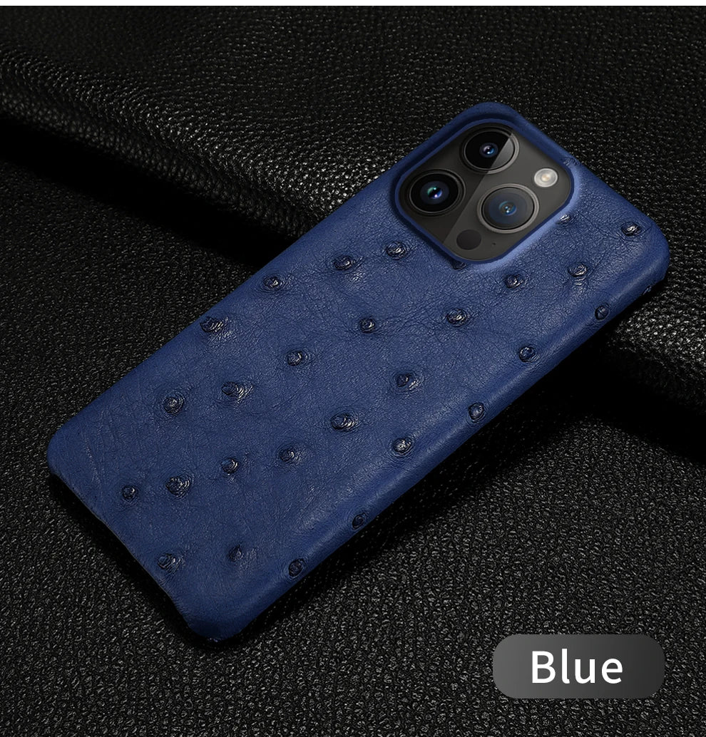 100% Natural Ostrich Leather Phone Case for iPhone 16 15 14 Pro Max 14Pro 16 Plus 15Pro 16Pro luxury Back Cover