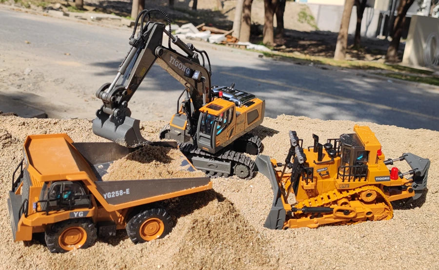 Remote Control Excavator Toy Radio Controlled RC Dump Truck Vehicle Crawler Bulldozer Construction Car Gifts for Boys