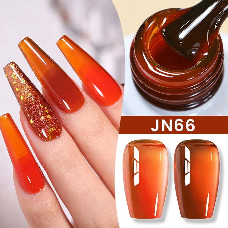 10ml Jelly Nude Gel Nail Polish Autumn Amber Semi Transparent Manicure Soak off UV LED Nails Gel Varnish