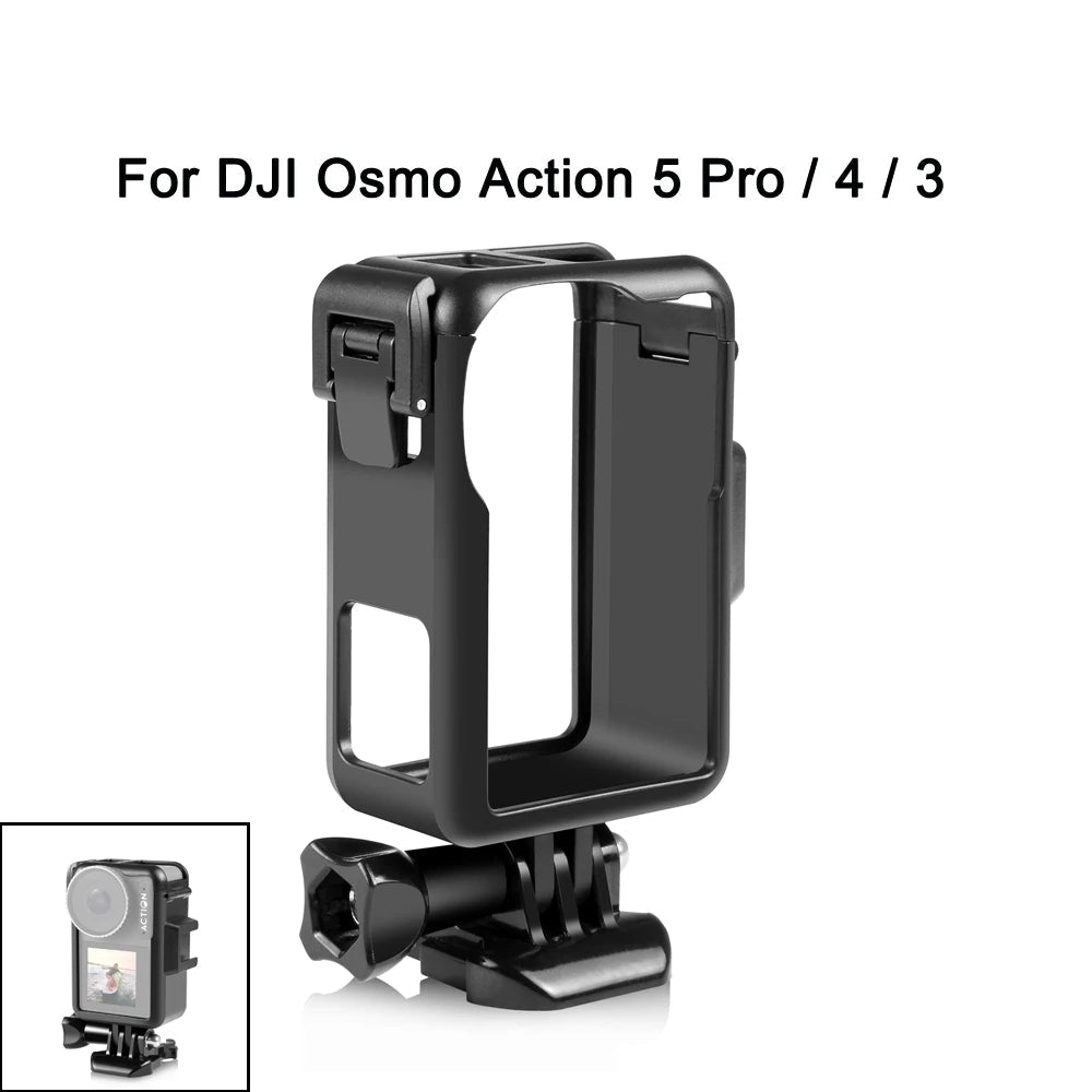 Vertical Protective Camera Frame with Cold Shoe Mounts for DJI Osmo Action Cameras