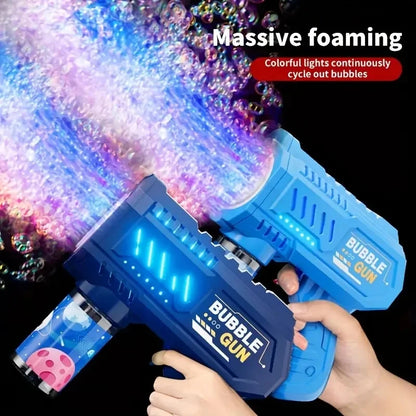 12 hole electric children's bubble gun, toy bubble machine, automatic soap blowing machine with lights, summer outdoor party gam