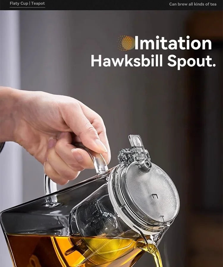 High Borosilicate Glass Tea Pot with One Touch Tea Separation Filter 1000ml
