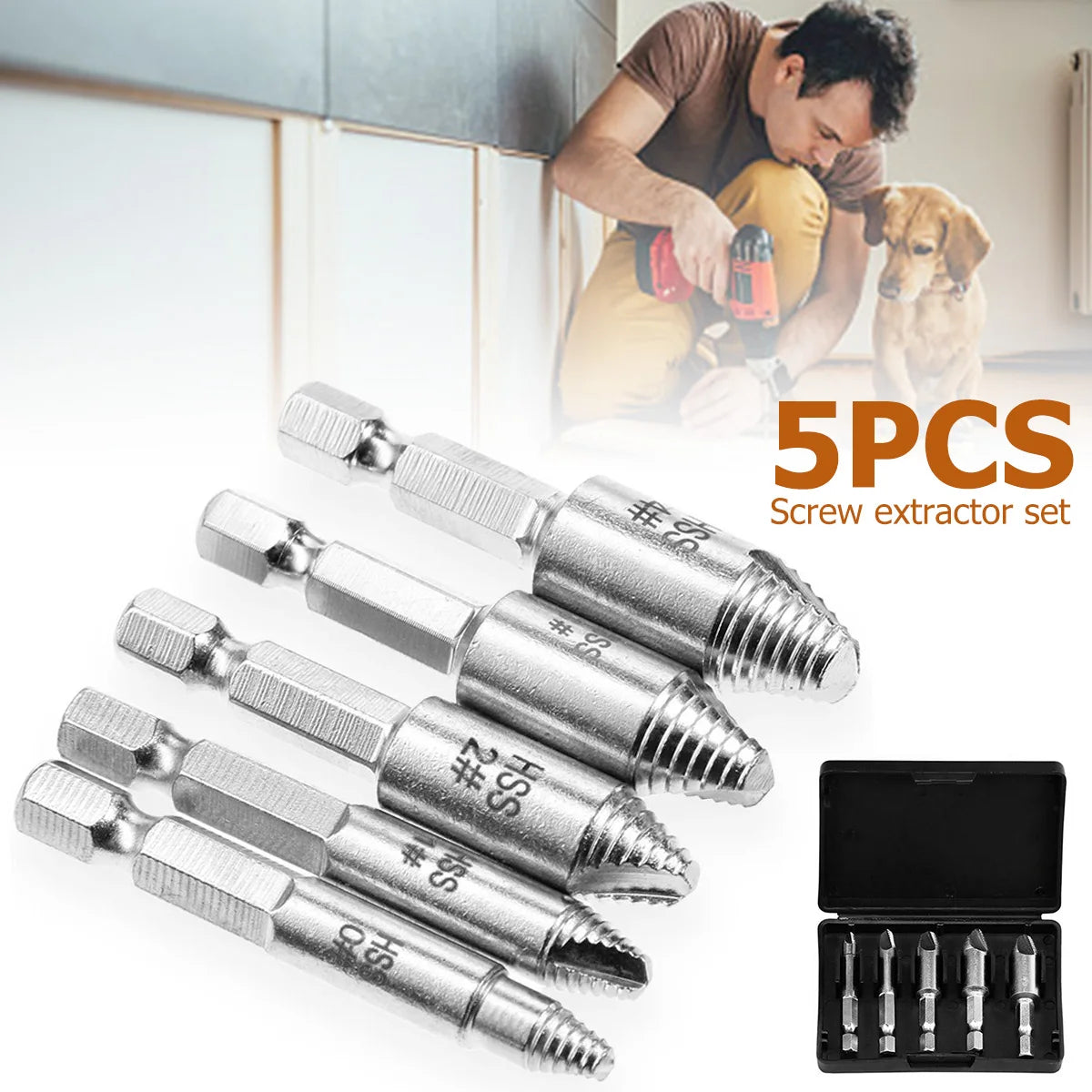 5Pcs Damaged Screw Extractor Drill Bit High Speed Steel Double Easily Take Out Side Drill Out Broken Screw Remover Bolt