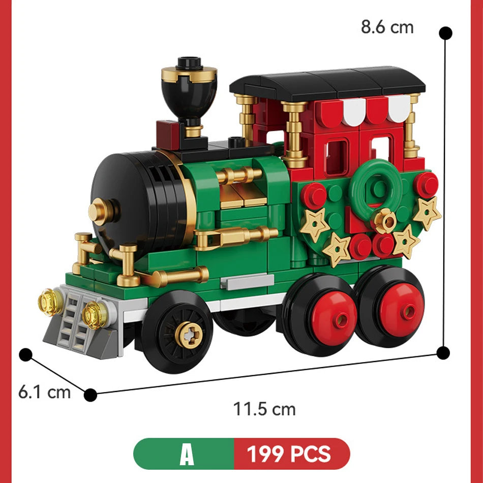 Merry Christmas Train Santa Claus Sleigh Carriage Christmas Tree Building Blocks Assembly Bricks Toys 's Xmas Gifts